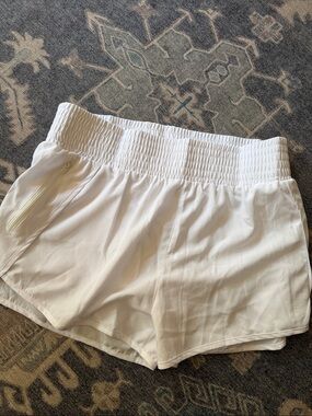 Women’s White Elastic-Waist Athletic Shorts